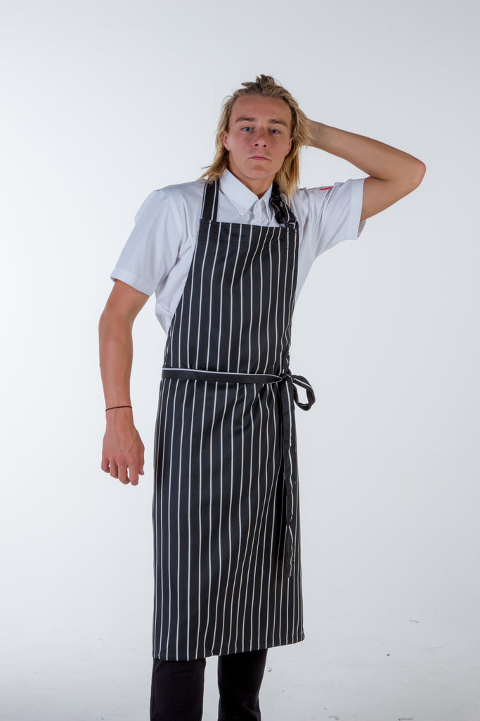 striped black/white bib Chef Aprons Large size no pocket