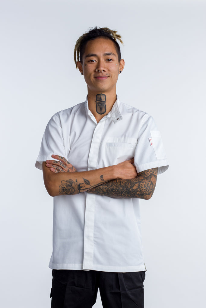 chef jacket oriental collar white