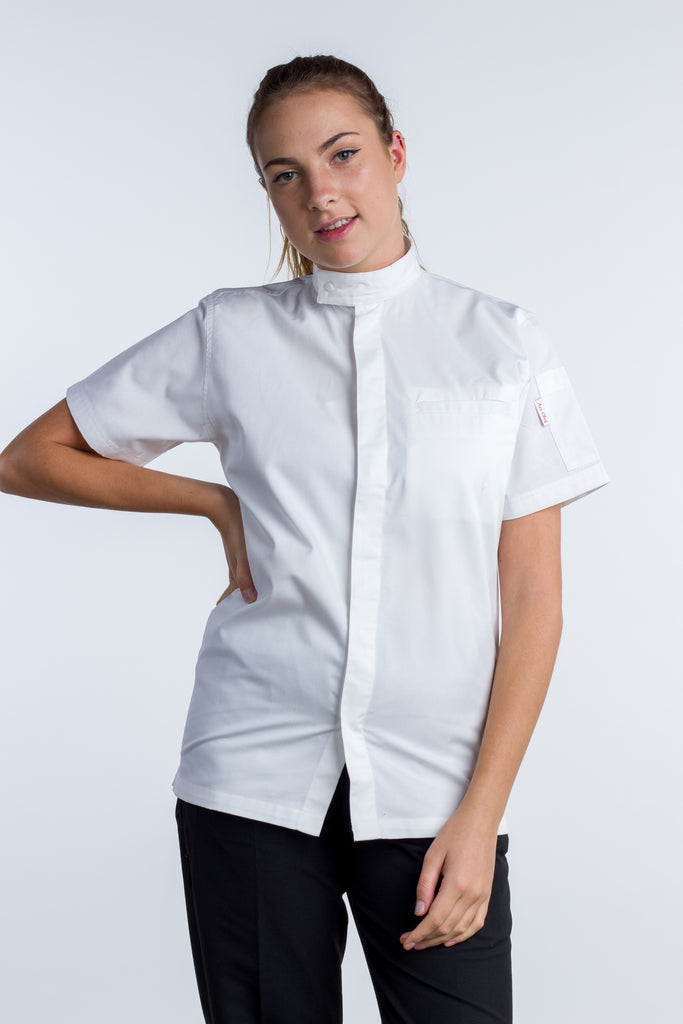 chef jacket oriental collar white
