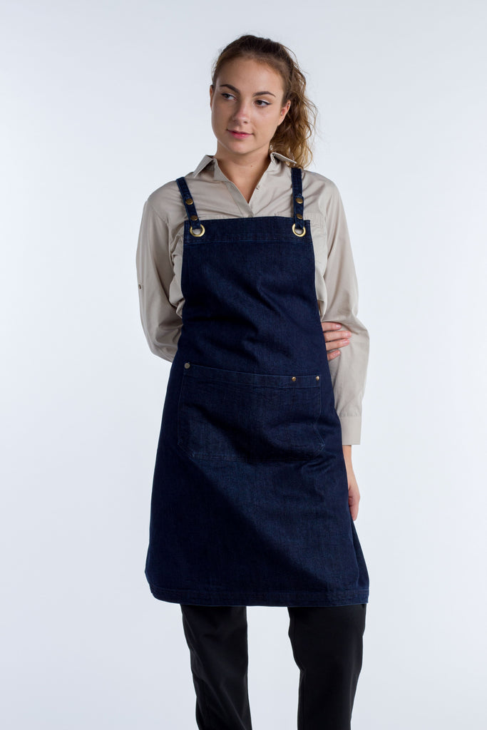 BONDI Crossover Denim Apron Dark Blue - Ace Chef Apparels