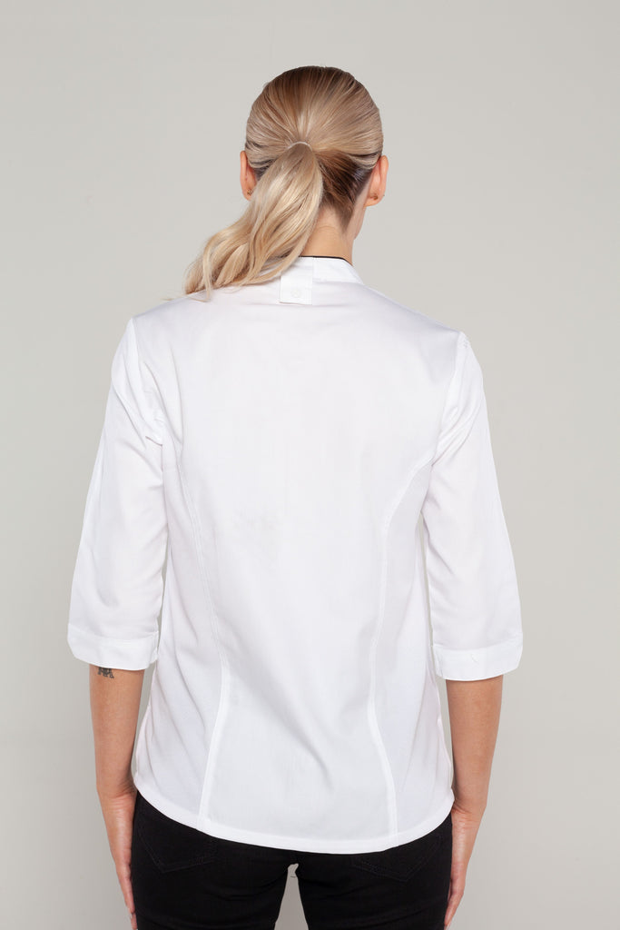 Mel 3/4 sleeves White women's chef jacket - Ace Chef Apparels