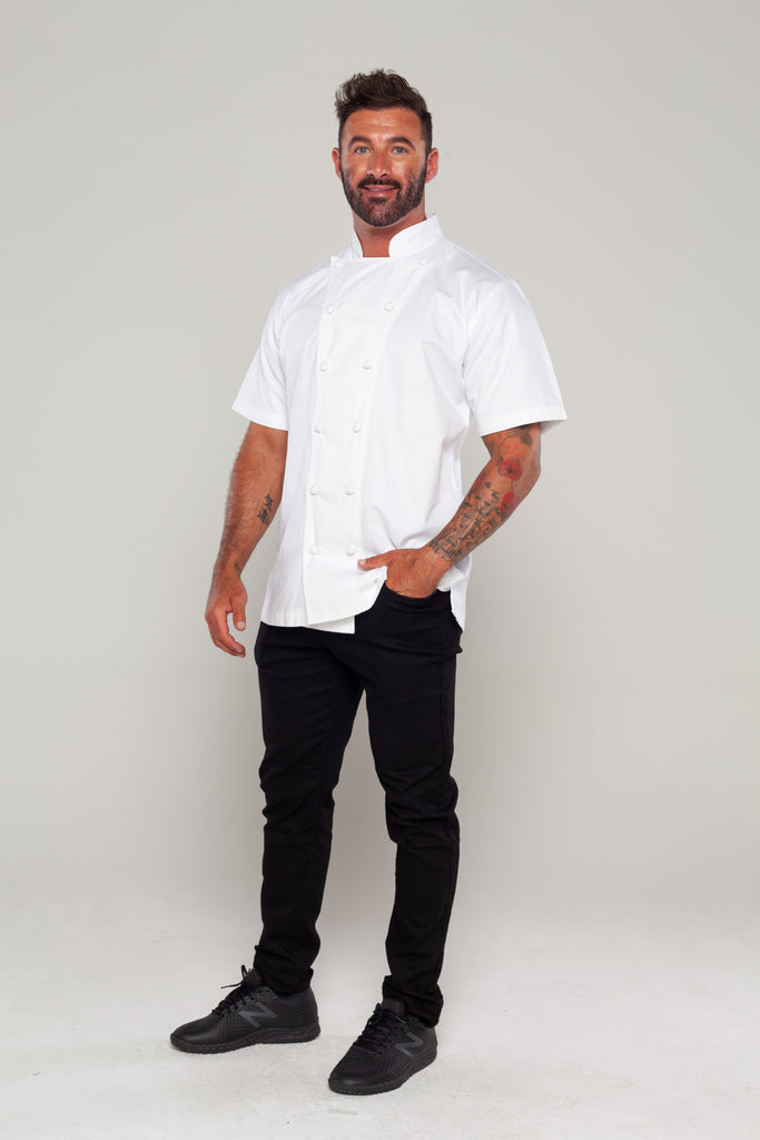 CHEF JACKET WITH HAND ROLLED COTTON BUTTON