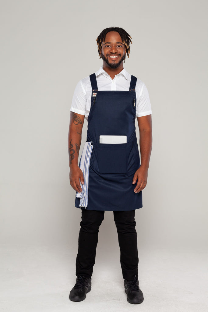 Shana Crossover Apron Navy - Ace Chef Apparels