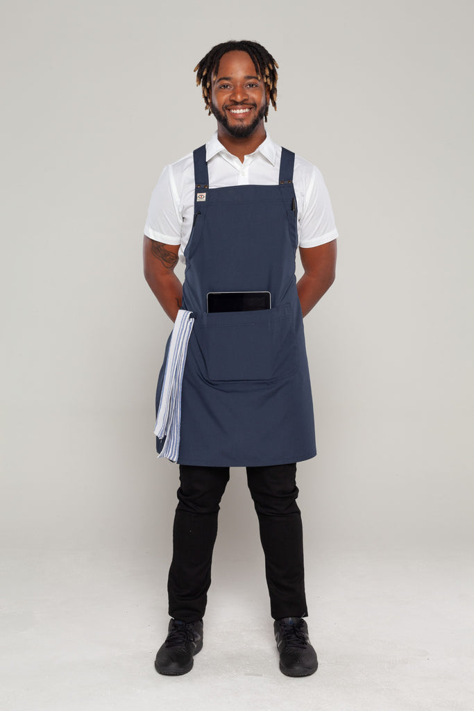 Shana Crossover Apron Bluish grey - Ace Chef Apparels
