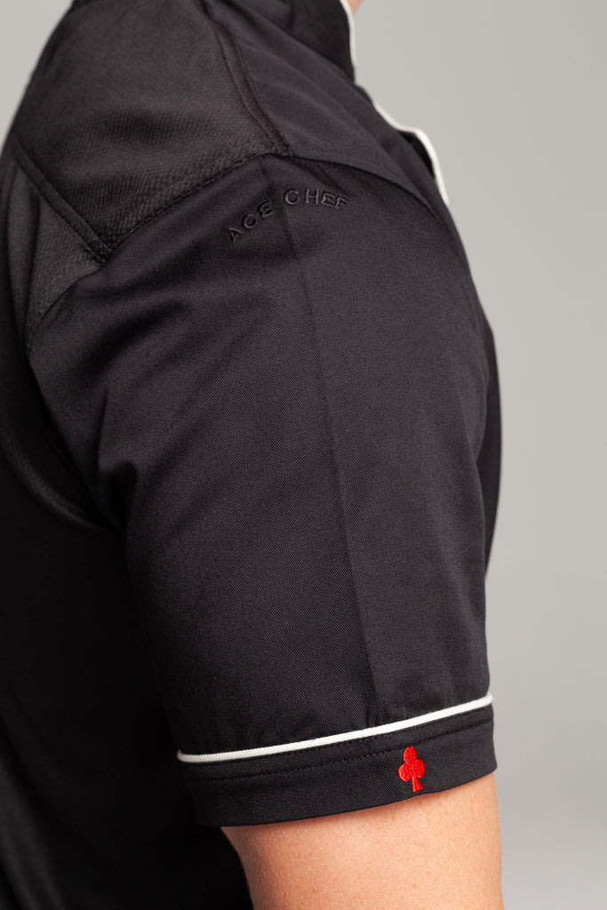embroidery on sleeves on chef jacket