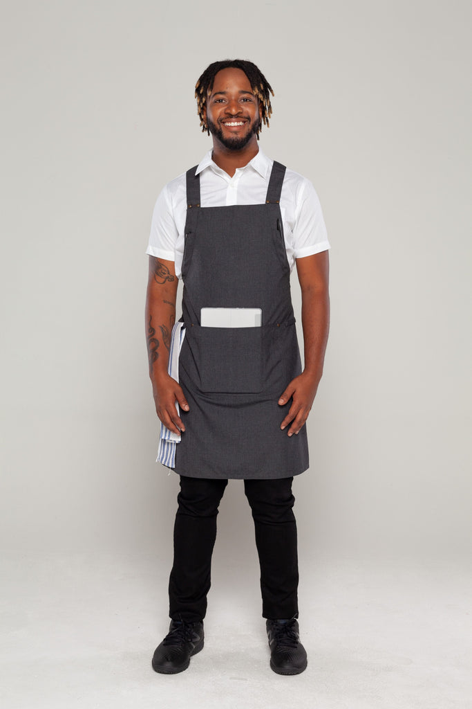 Shana Crossover Apron Charcoal Grey - Ace Chef Apparels