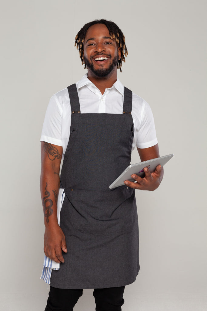 Shana Crossover Apron Charcoal Grey - Ace Chef Apparels