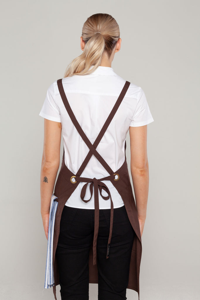 CROSSOVER CAFE APRONS CHOCOLATE BROWN