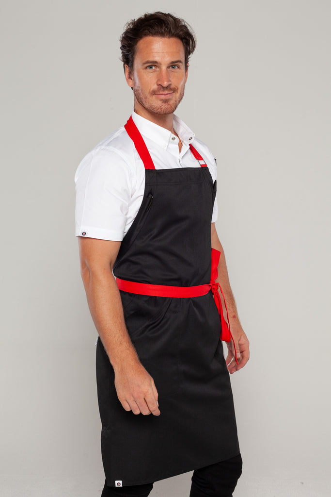 black and red colour chef apron 