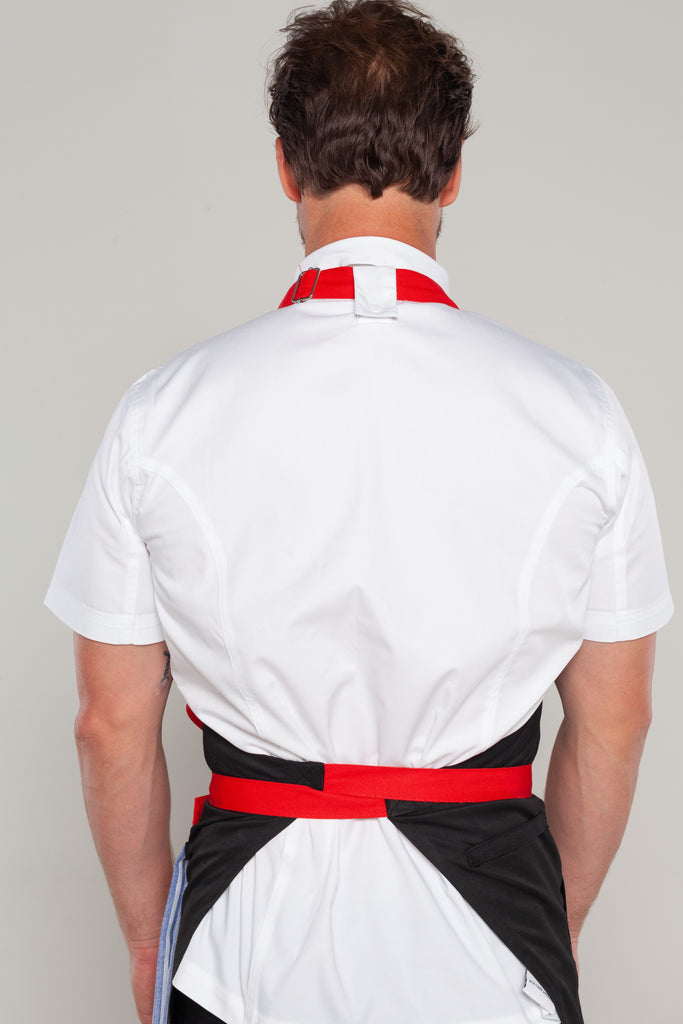 apron for chef in black and red