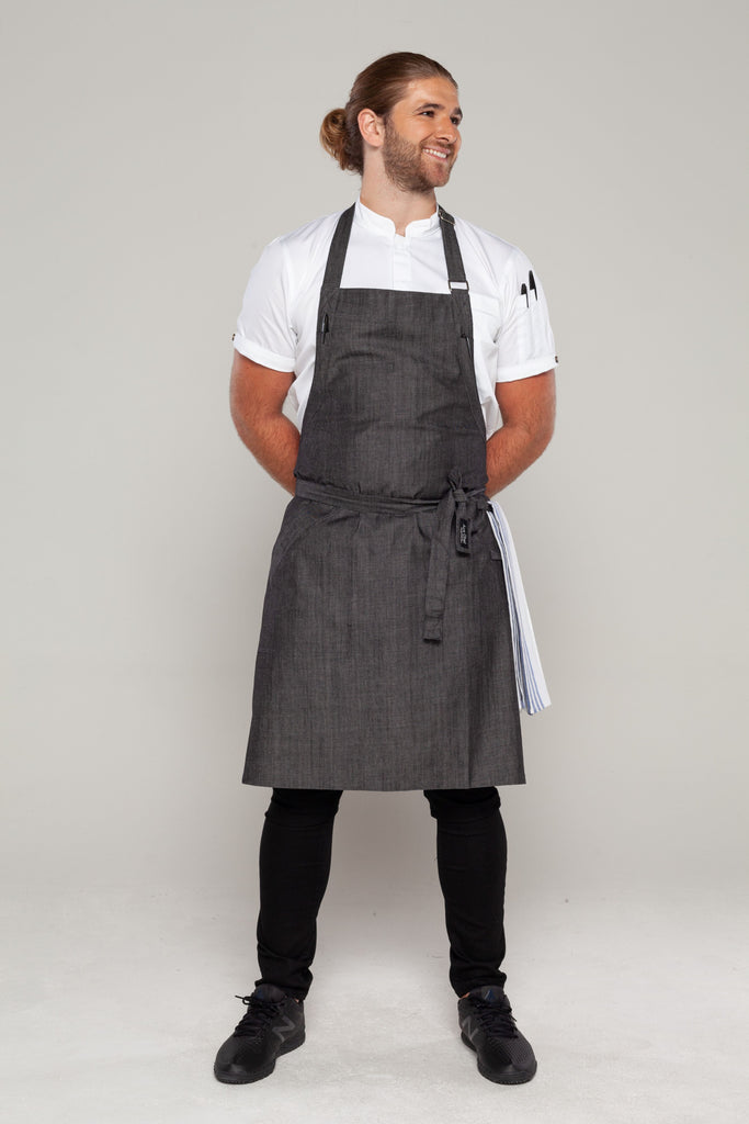 denim niche chef apron charcoal grey 
