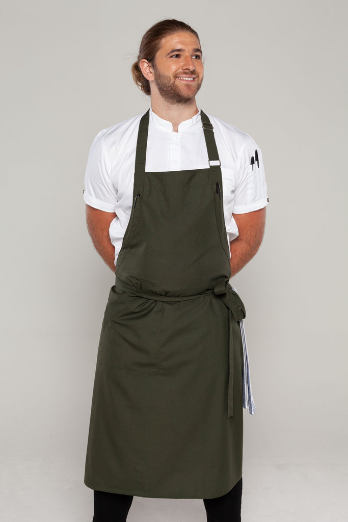 Large size dark green aprons for chefs 