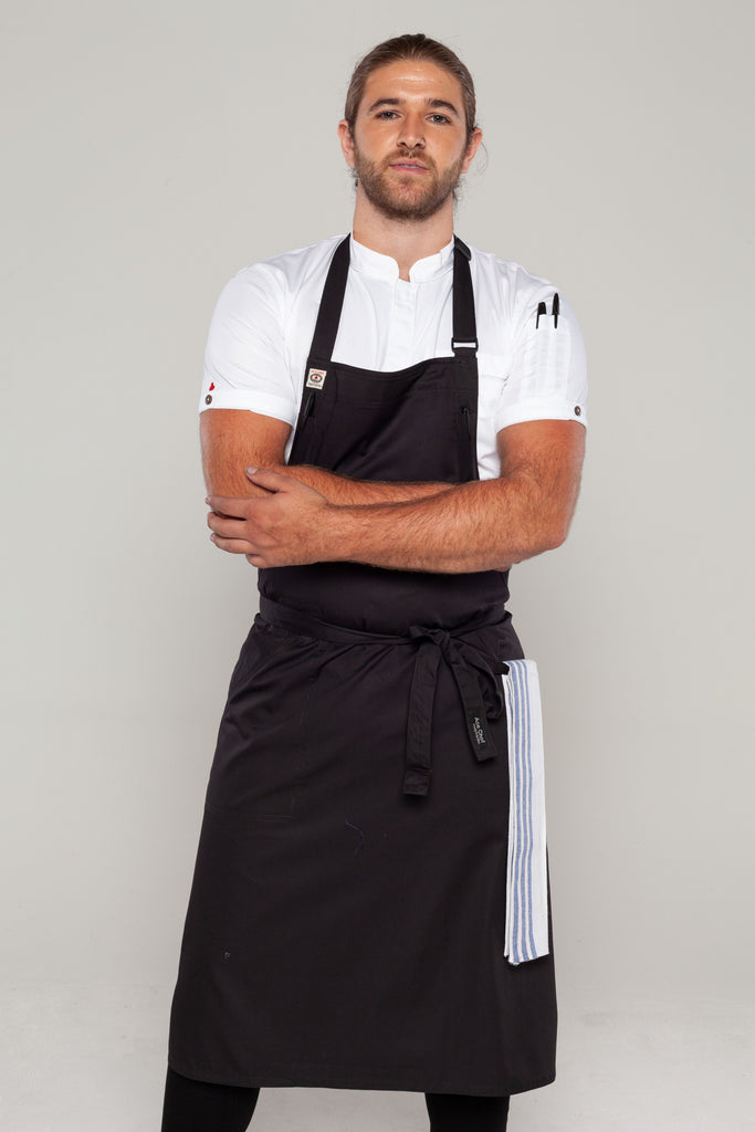 Large black chef apron