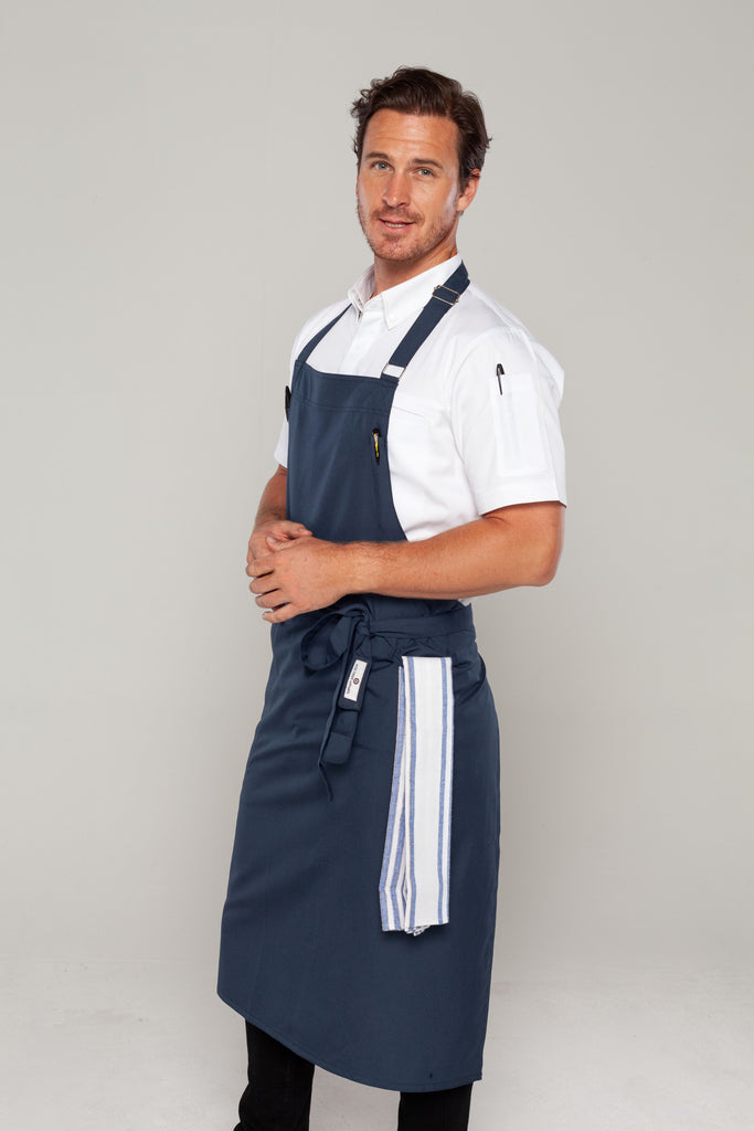 large size bluish grey chef apron