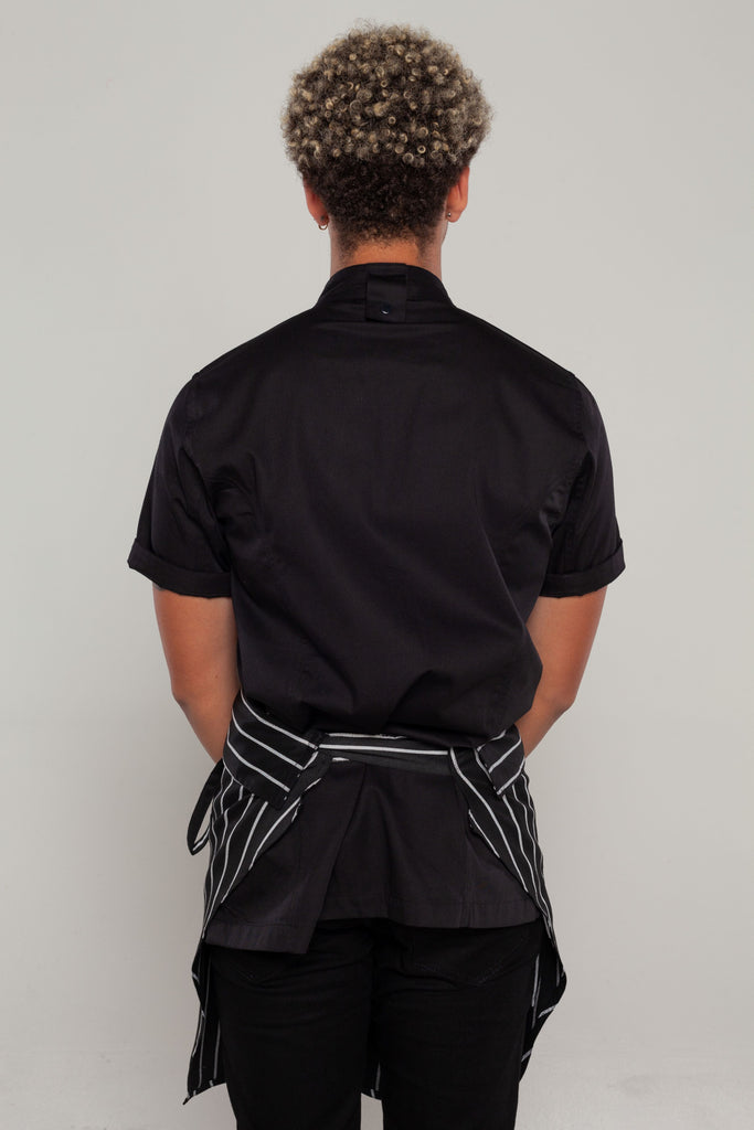 Black white striped waist apron