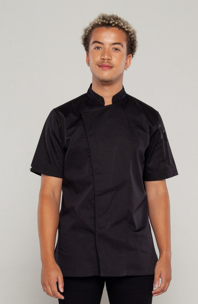 TUNIC BLACK CHEF JACKET SHORT SLEEVES 