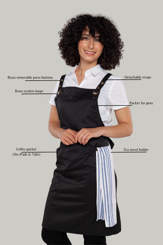 BONDI Crossover Apron Interchangeable straps black - Ace Chef Apparels