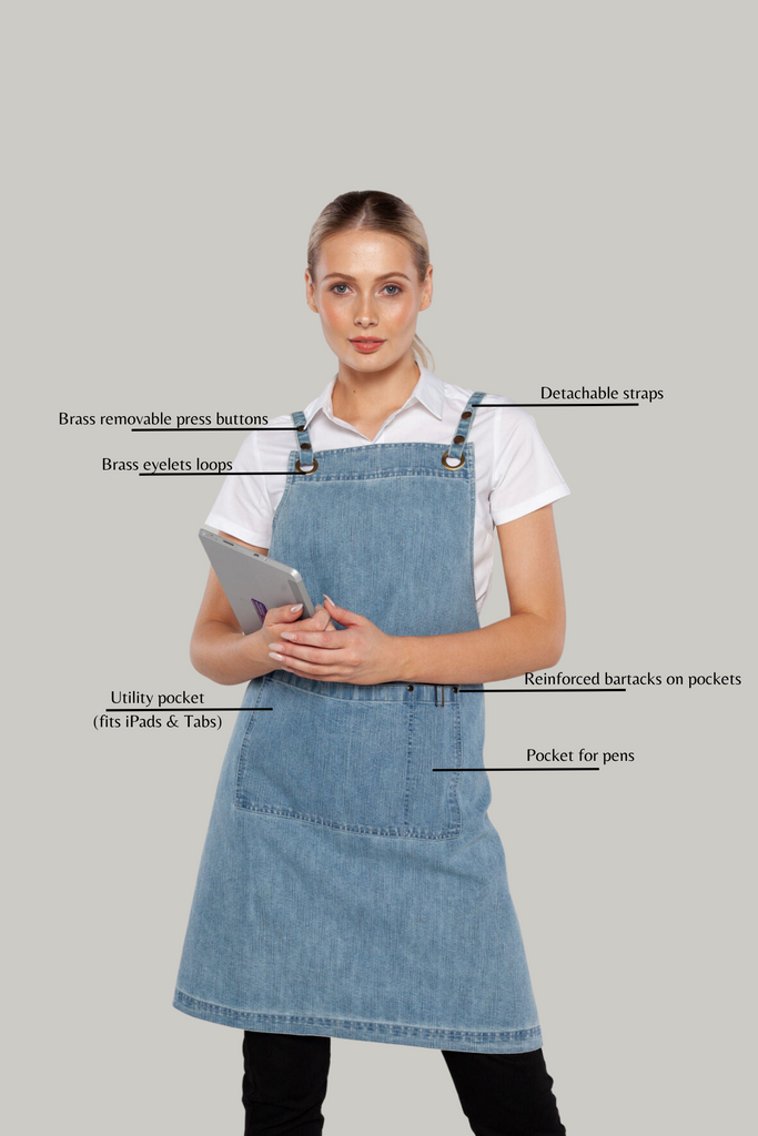 BONDI Crossover Apron Interchangeable straps Stone Wash - Ace Chef Apparels