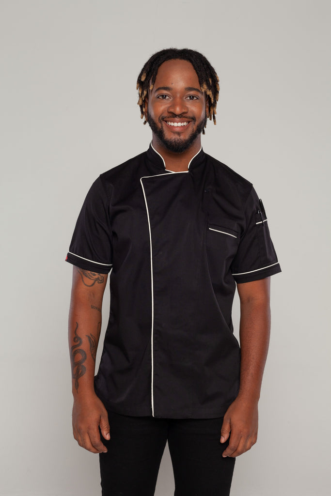 bridge style black chef jacket 