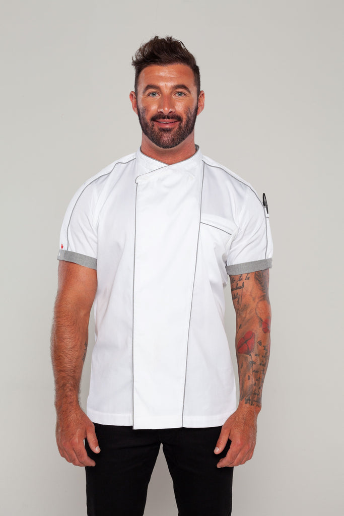 white chef jackets bryan model with embroidery 