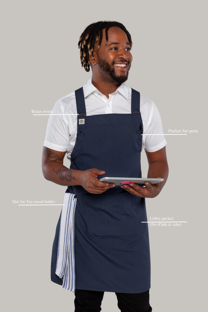 Shana Crossover Apron fixed Straps Bluish grey - Ace Chef Apparels