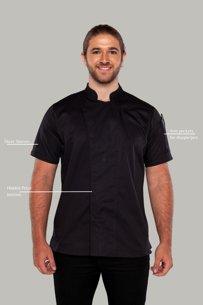 Flinders Black Chef jackets with Cool-vent - Ace Chef Apparels