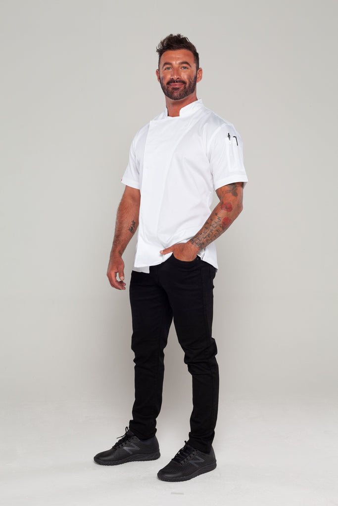 white cool vented chef jacket