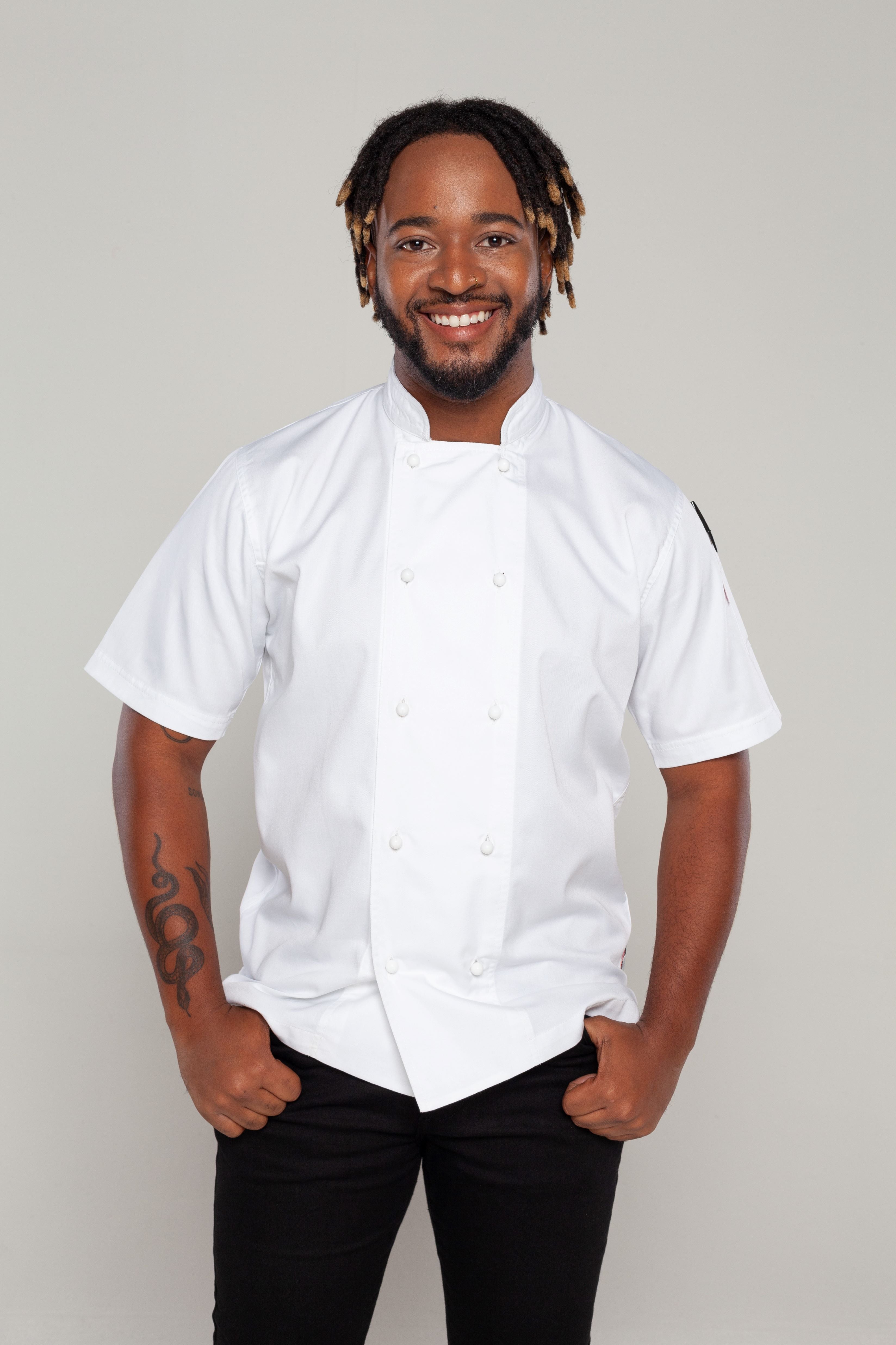 Basic white chef jacket short sleeve Ace Chef Apparel chefs jacket Ace Chef Apparels
