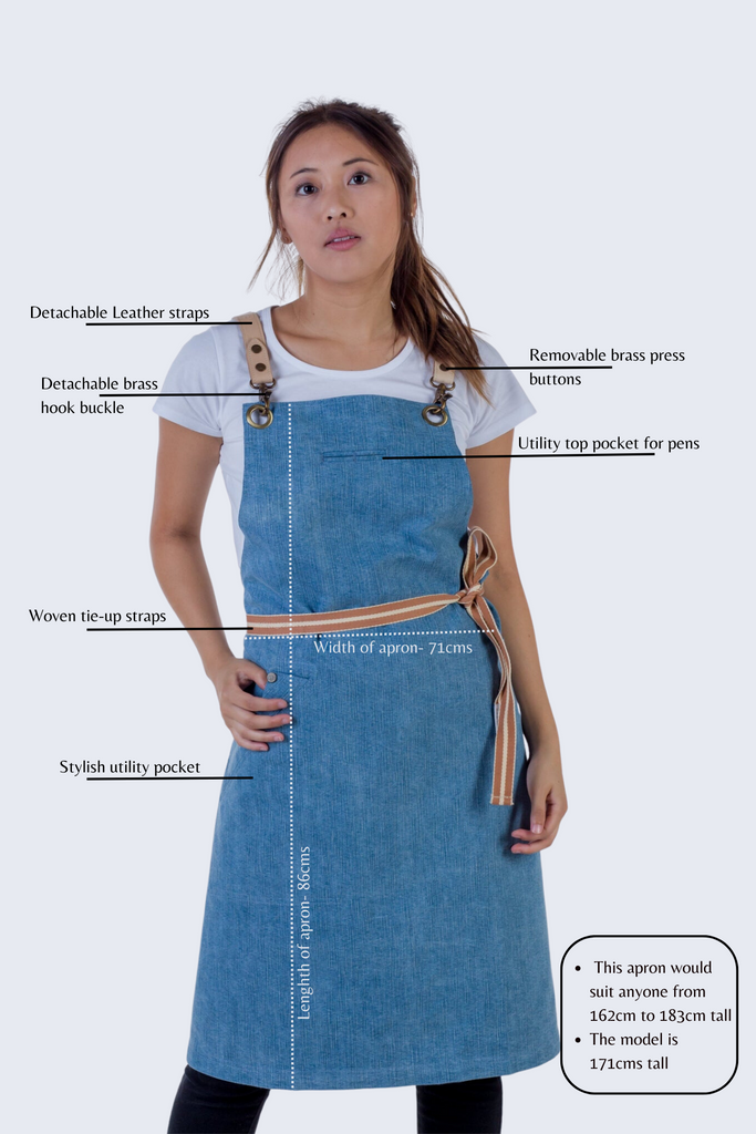 Light Blue Denim apron Natural - Ace Chef Apparels