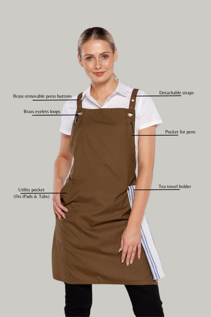 BONDI Crossover Apron Interchangeable straps Olive Green - Ace Chef Apparels