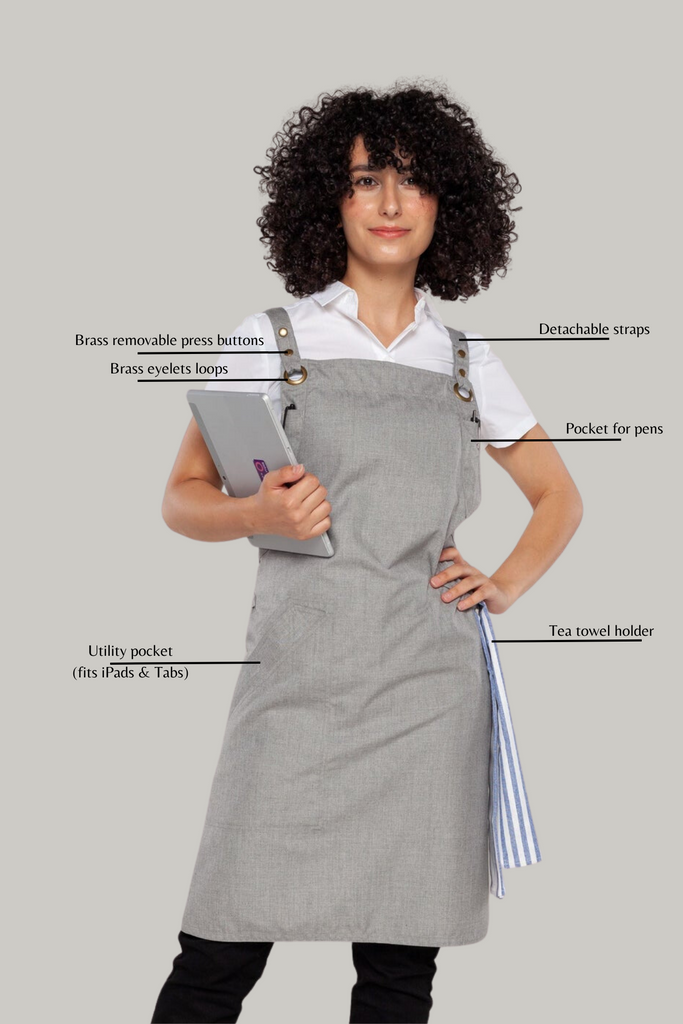 BONDI Crossover Apron  Interchangeable straps Steel grey - Ace Chef Apparels