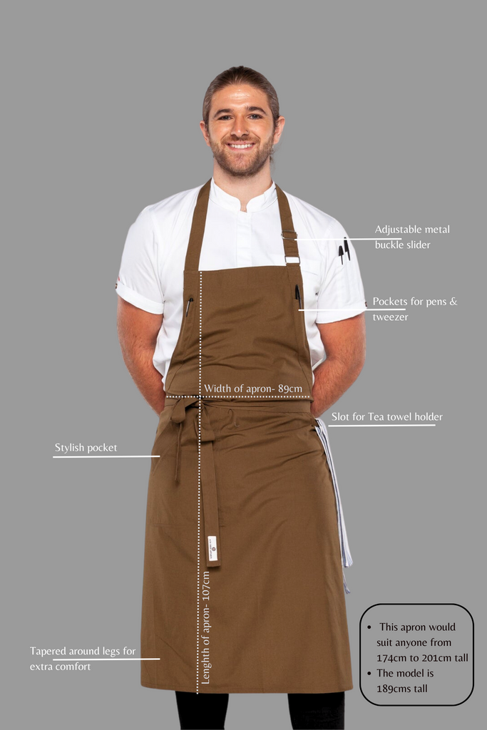Ross Olive Green bib Chef Apron Large Size - Ace Chef Apparels