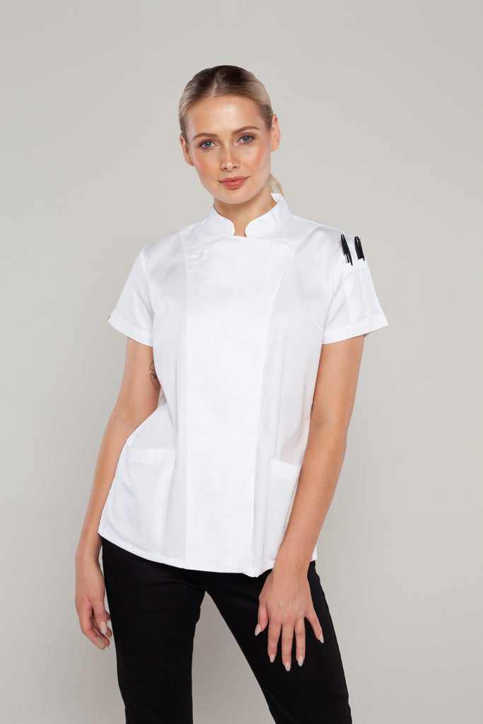 Sophia short sleeves white women's chef jacket - Ace Chef Apparels