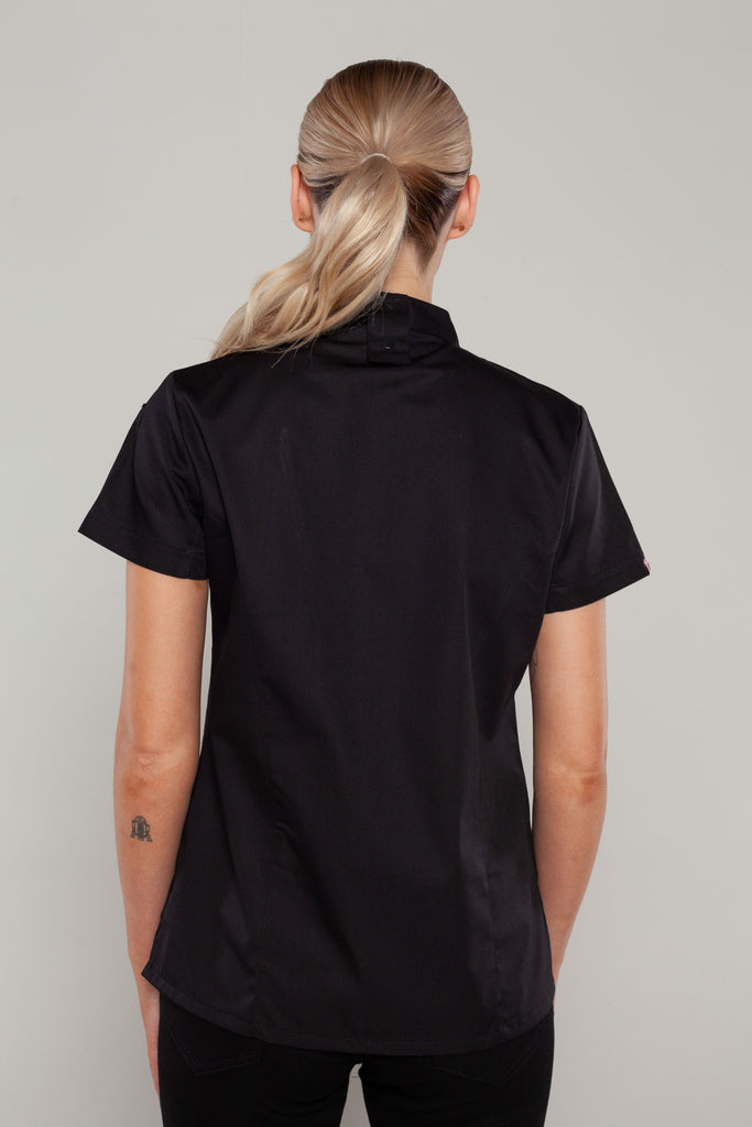 Sophia short sleeves Black women's chef jacket - Ace Chef Apparels