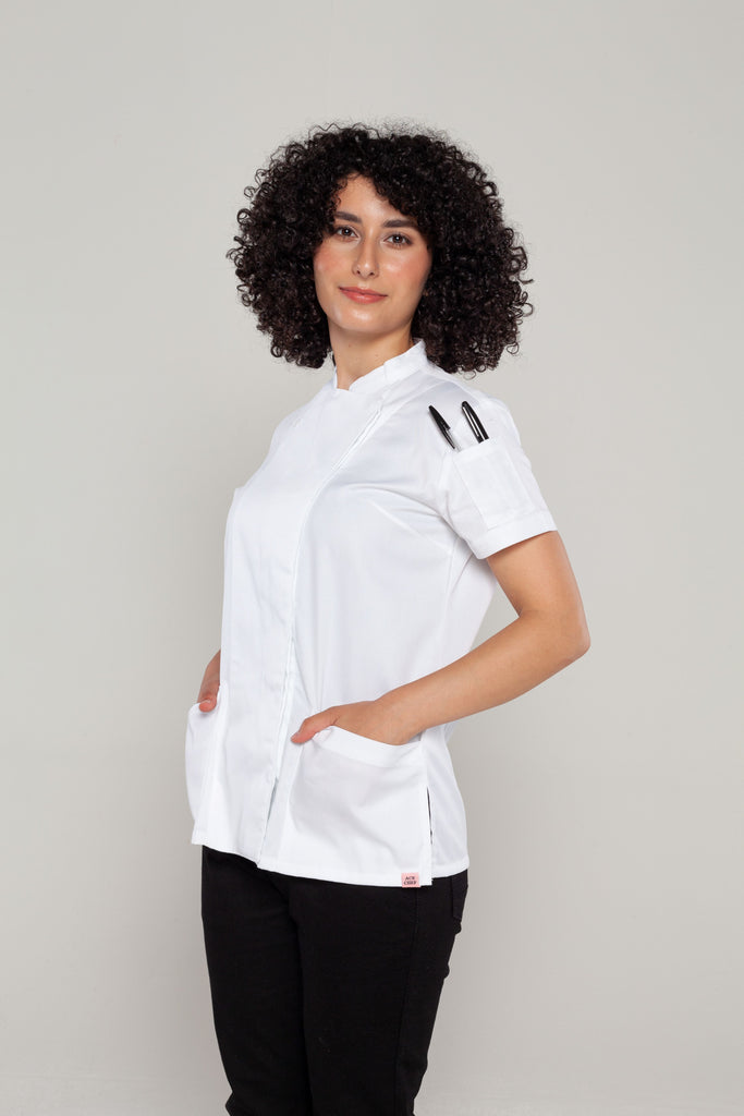 Sophia short sleeves white women's chef jacket - Ace Chef Apparels